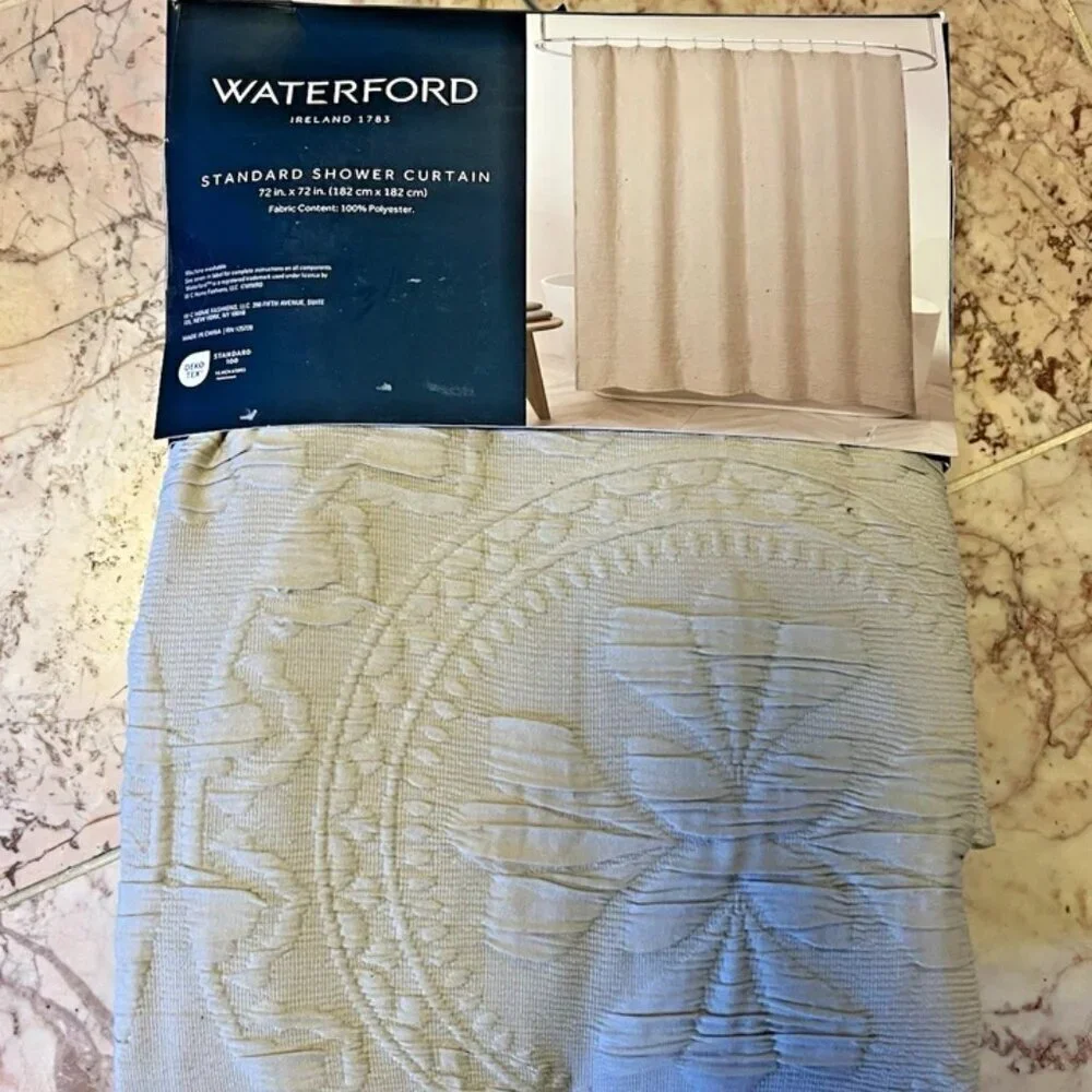 NEW Waterford Textured Fabric Shower Curtain 72